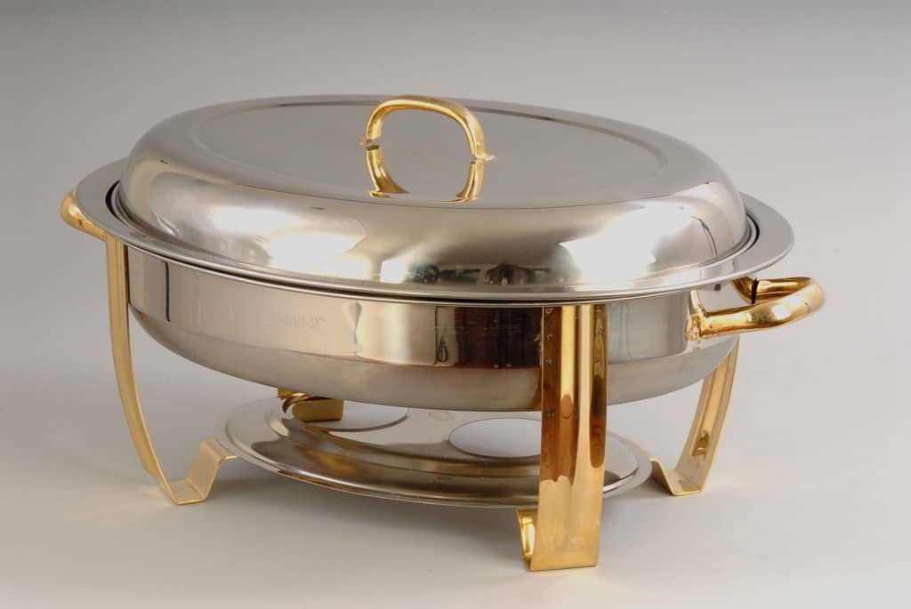 Chafing Dishes A Grand Event 6 Qt Oval Lift Top S With Gold Trim