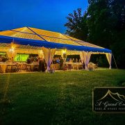 Clear Top Structure Tent with Twinkle Lighting and Leg Drapes